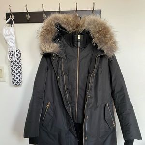Mackage Black Down Coat w/ Fur Trim